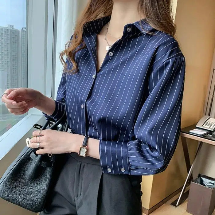 Women's striped work blouse