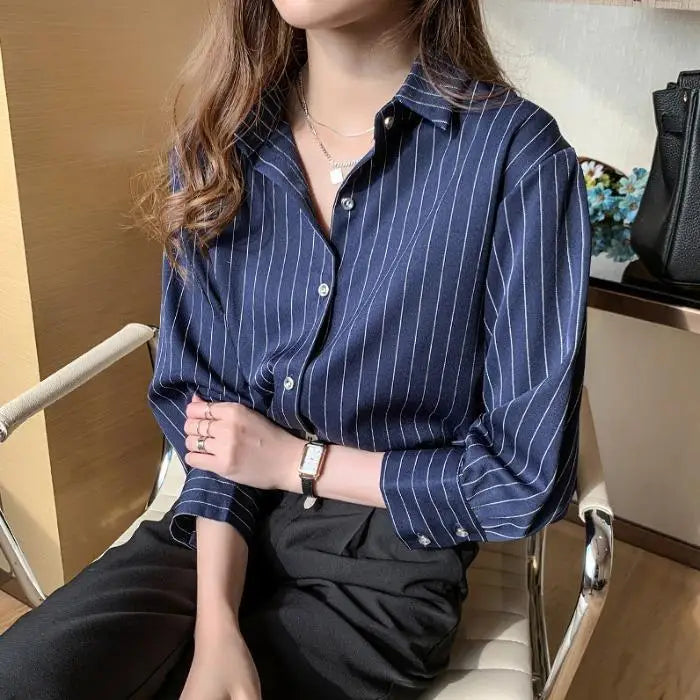 Women's striped work blouse