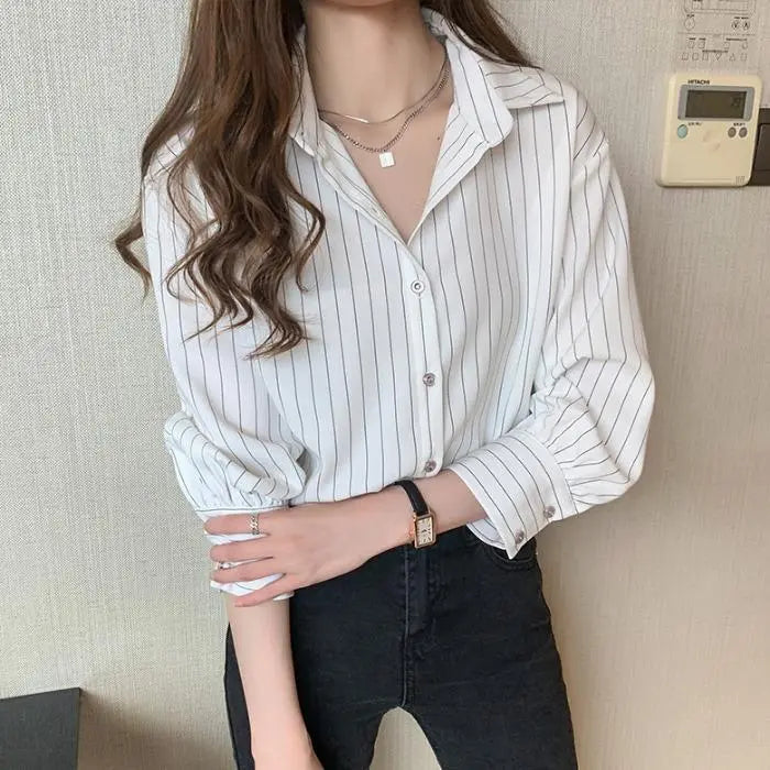 Women's striped work blouse